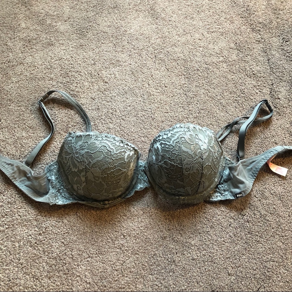VS PINK Push Up Bra - Gray Lace